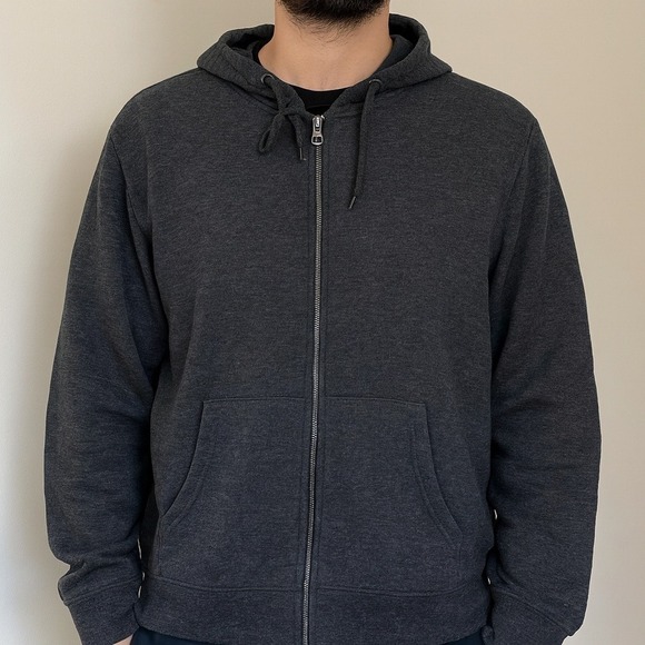 George Other - George Men's Gray Full Zip Up Hoodie Sweatshirt L (42-44) Casual Activewear